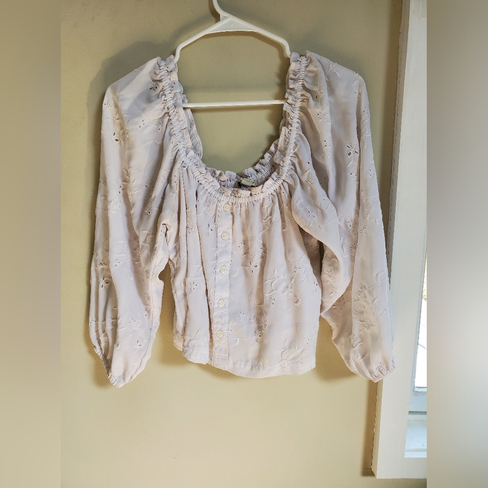 American Eagle White Eyelet Blouse